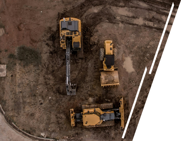 Baumaschinen auf Baustelle